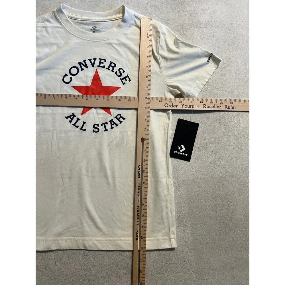 Converse Chuck Taylor All Star Kids Boys Cream Graphic T-Shirt Size M 10-12 YRS